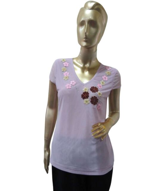 Floral Embroidered V-Neck Top - Image 3