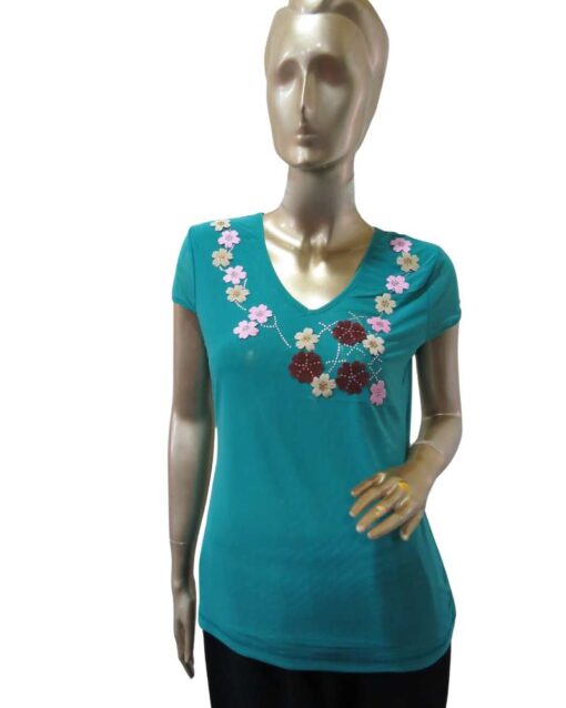 Floral Embroidered V-Neck Top - Image 5