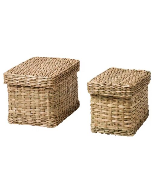 IKEA LURPASSA Box with Lid Set of 2 Seagrass