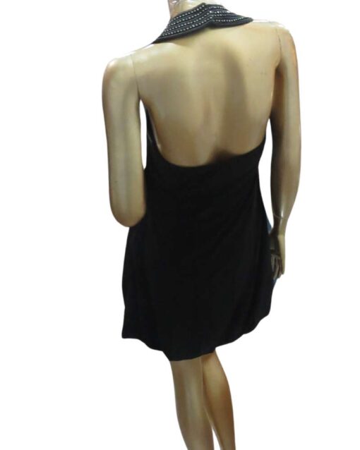 Chic Black Halter Dress with Embellished Neckline - Image 4