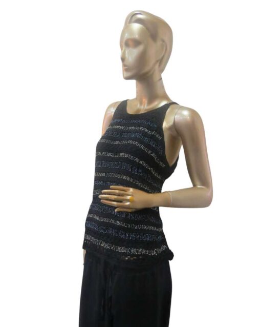 Black Sleeveless Top with Striped Detail - Image 4