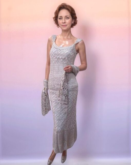 Two-Piece Crochet Maxi Set with Matching Scarf