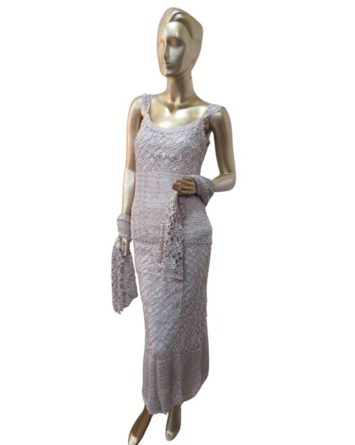 Two-Piece Crochet Maxi Set with Matching Scarf - Image 8