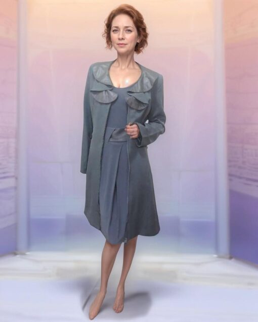 Graceful Two-Piece Gray Dress and Jacket Set
