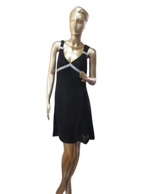 Black Sleeveless Night Dress with Rhinestone Detailing - Image 3