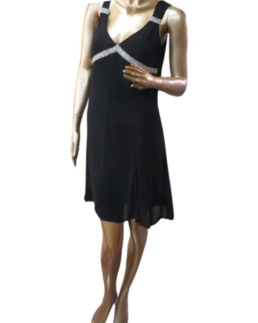 Black Sleeveless Night Dress with Rhinestone Detailing - Image 2