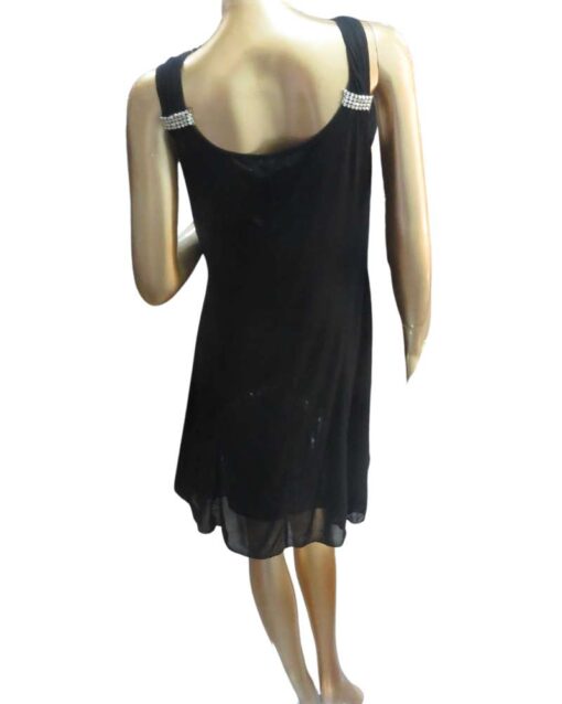 Black Sleeveless Night Dress with Rhinestone Detailing - Image 4