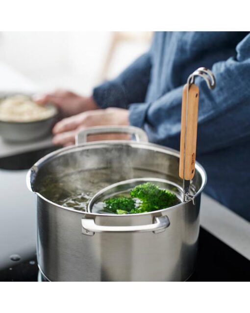 IKEA VARDAGEN Noodle Strainer Stainless Steel Beech 30 cm - Image 3