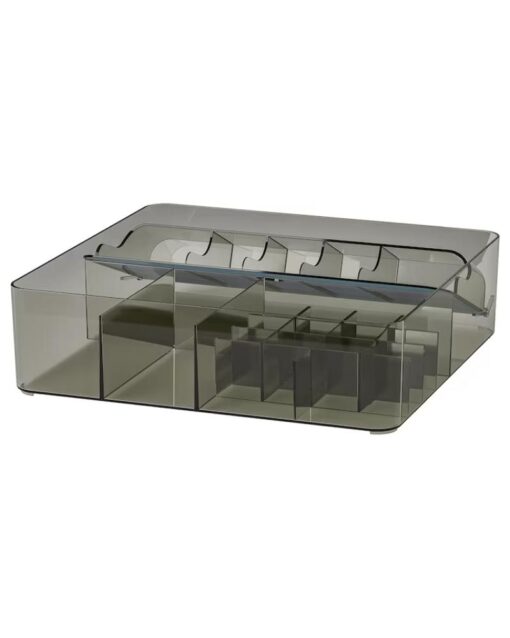 IKEA VISSLAÅN Box with Compartments Grey 32x31x9 cm