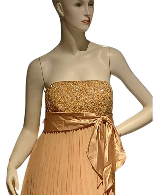 Strapless Embellished Pleated Evening Dress - Image 2