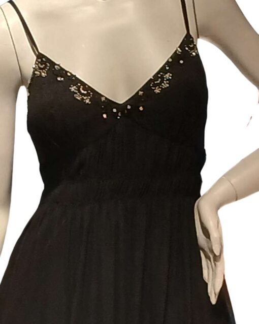 Spaghetti Strap Embellished Black Mini Dress - Image 2