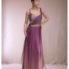 Lavender Ombre Evening Dress with Floral Embellishments