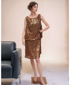 Golden Sequin Sleeveless Dress