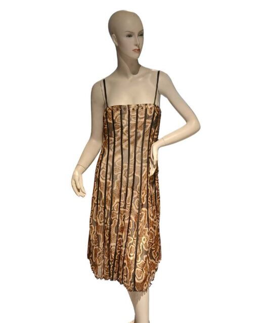 Sleeveless Midi Dress with Spaghetti Straps and Patterned Design - Image 4