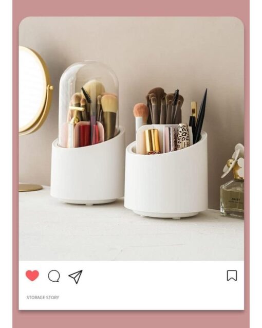 Rotating Makeup Brush Holder with Lid - Image 2