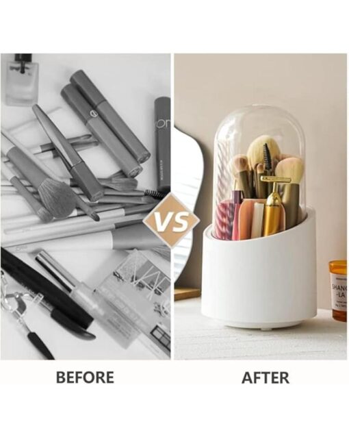 Rotating Makeup Brush Holder with Lid - Image 5