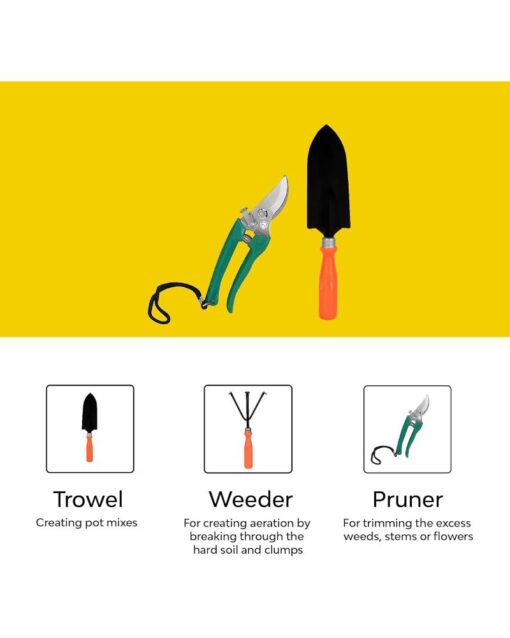 Gardening Kit 7 Pcs Ergonomic Handles Black Metal Blades - Image 3