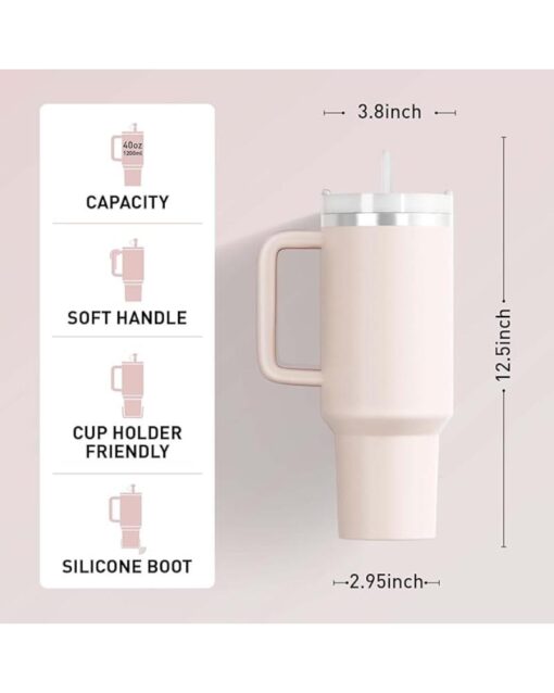 Insulated Stainless Steel Mug with Lid Straw and Cove - Image 3