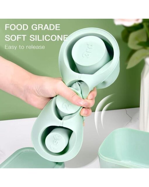 Silicone Ice Cube Tray Set 3 Pcs Hollow Cylinder Molds with Lid & Bin - Image 3