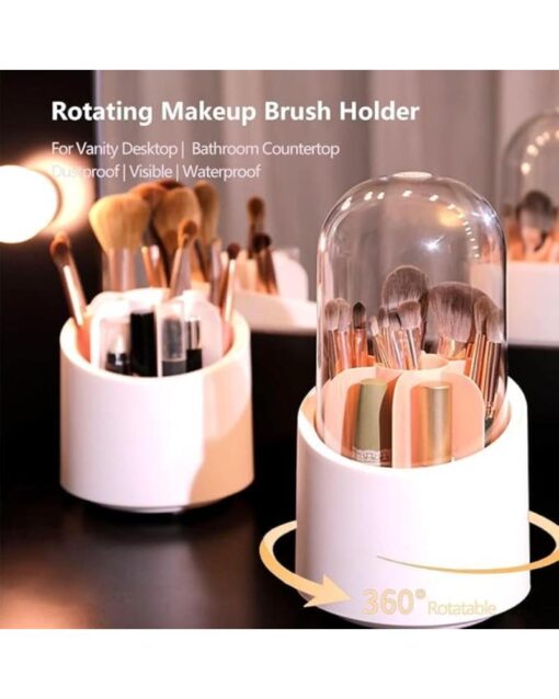 Rotating Makeup Brush Holder with Lid - Image 4