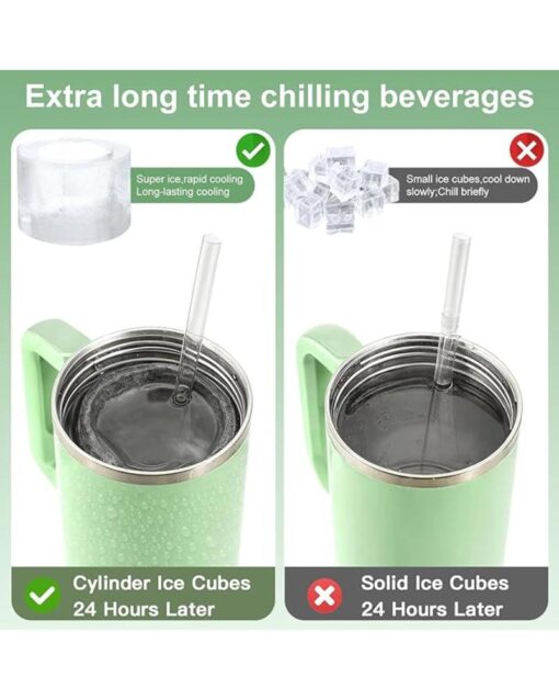 Silicone Ice Cube Tray Set 3 Pcs Hollow Cylinder Molds with Lid & Bin - Image 6