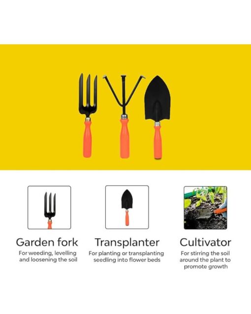 Gardening Kit 7 Pcs Ergonomic Handles Black Metal Blades - Image 6