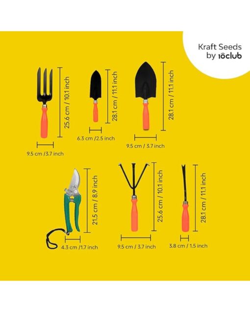 Gardening Kit 7 Pcs Ergonomic Handles Black Metal Blades - Image 8