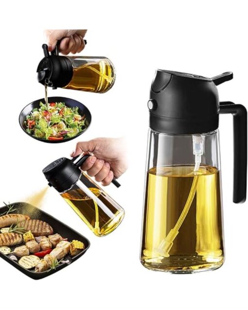 Olive Oil Dispenser & Sprayer 2-in-1 470ml Black