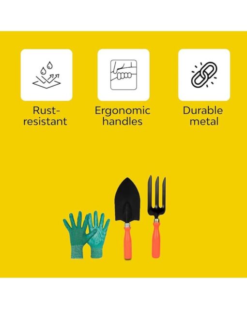 Gardening Kit 7 Pcs Ergonomic Handles Black Metal Blades - Image 7