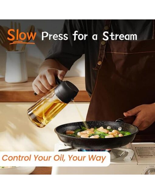 Olive Oil Dispenser & Sprayer 2-in-1 470ml Black - Image 3