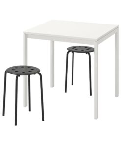 IKEA MELLTORP MARIUS Kitchen Table Set White & Black 2 Stools