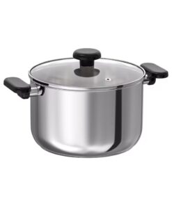IKEA MIDDAGSMAT Pot with Lid Clear Glass Stainless Steel 5 l