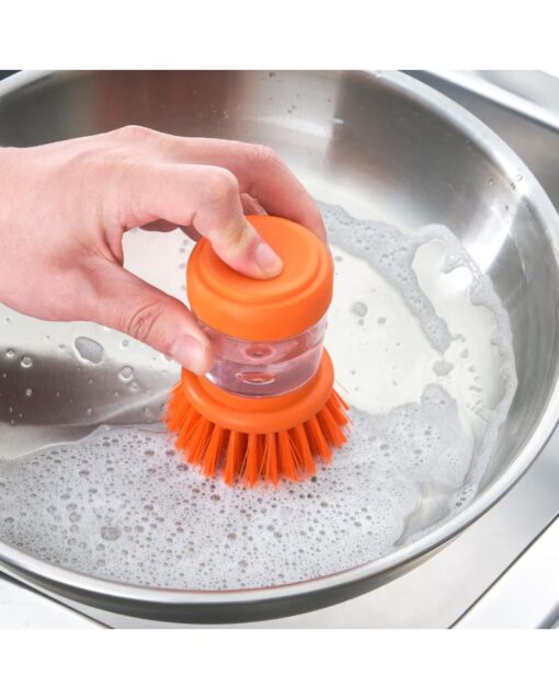 IKEA VIDEVECKMAL Dish Washing Brush With Dispenser Orange - Image 4