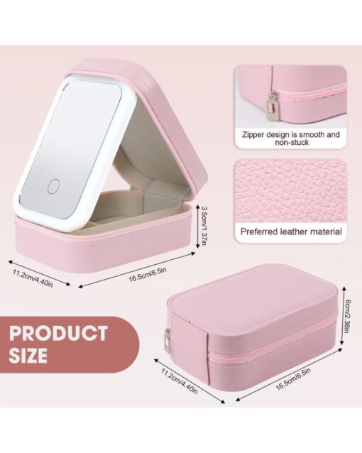 Makeup Jewelry Case with LED & Adjustable Mirror - Image 4