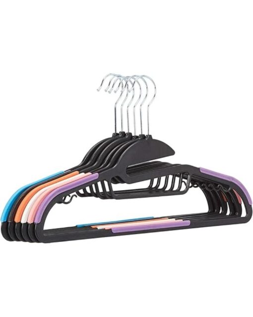 Amazon Basics Space Saving Non-Slip Plastic Hangers with 10 Finger Clips 6 Colors (60-Pack) - Image 6