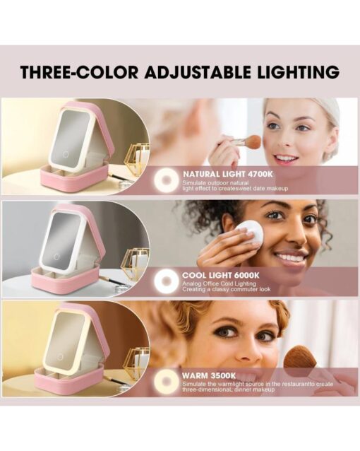 Makeup Jewelry Case with LED & Adjustable Mirror - Image 3
