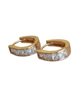 Square Stone Hoops Earrings