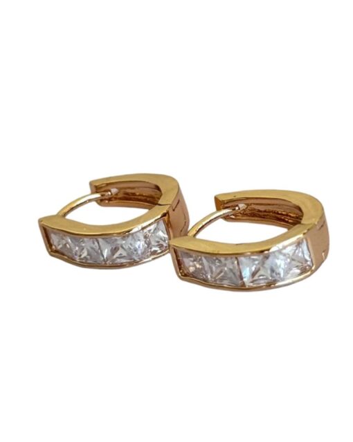 Square Stone Hoops Earrings