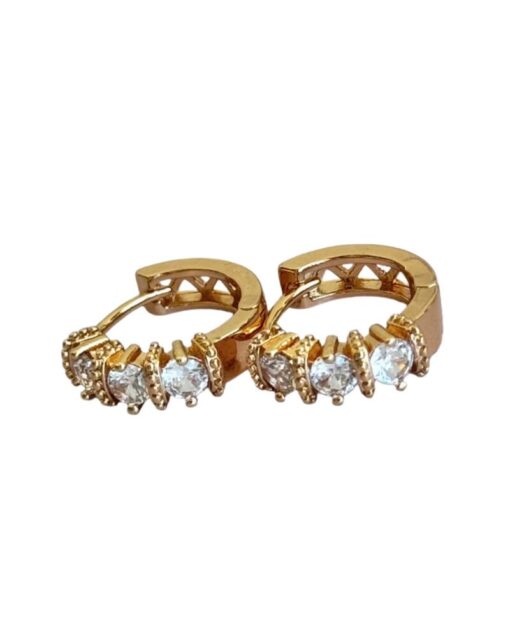 Three Stones Hoops Earrings