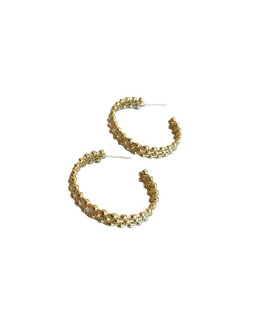 Gold Beaded Hoop Earrings
