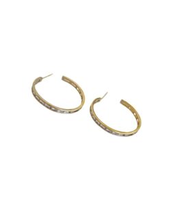 Gold Hoop Earrings with Clear Stones