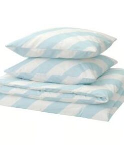 IKEA SLÖJSILJA Duvet Cover & 2 Pillowcases Light Blue & White Stripe 240x220/50x80 cm