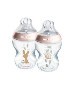 TOMMEE TIPPEE Natural Start Anti-Colic Baby Bottle 260ml 0m+ Pink Pack of 2