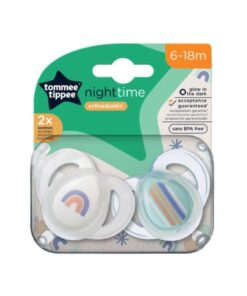 TOMMEE TIPPEE 2 Style Soothers 6-18M Glow In The Dark