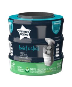TOMMEE TIPPEE Twist and Click Advanced Nappy Bin Refill Cassettes Pack of 3